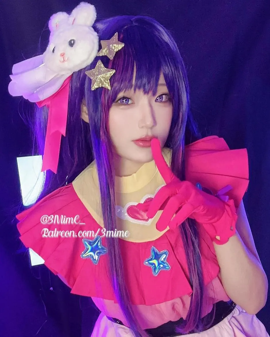 弥美Mime 粉色偶像服 紫色灯光室内写真