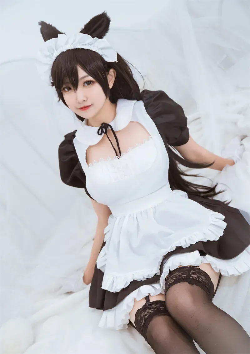 lovely呆玄猫耳女仆黑白服装COS写真