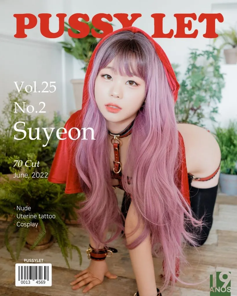 PUSSYLET Cony 紫色长发红色头巾与室内植物背景造型