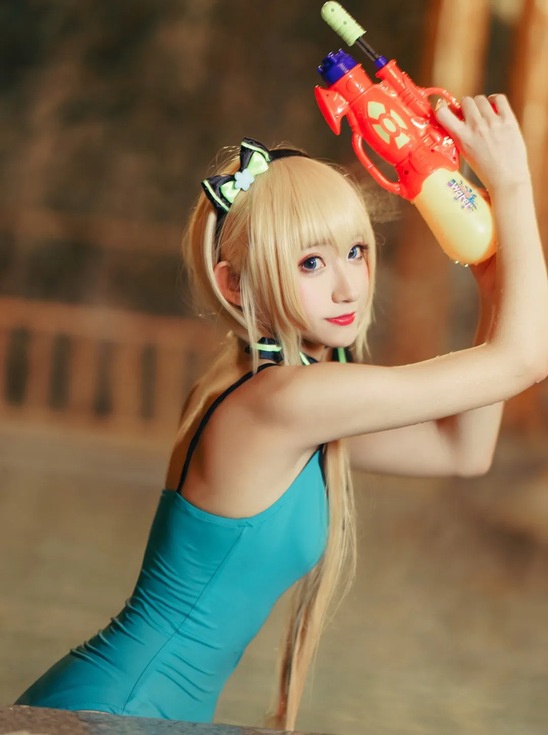 三色绘恋蓝色服装角色手持道具Cosplay写真