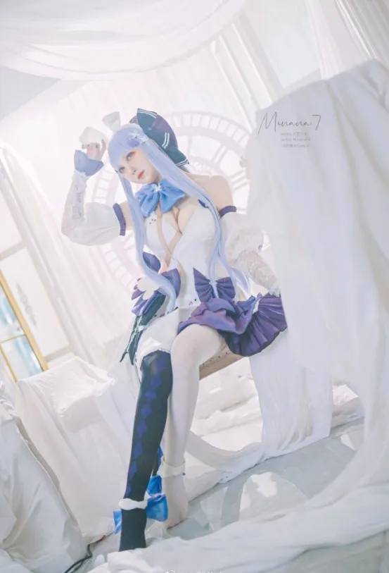 水野弥七蓝白服装角色Cosplay室内写真